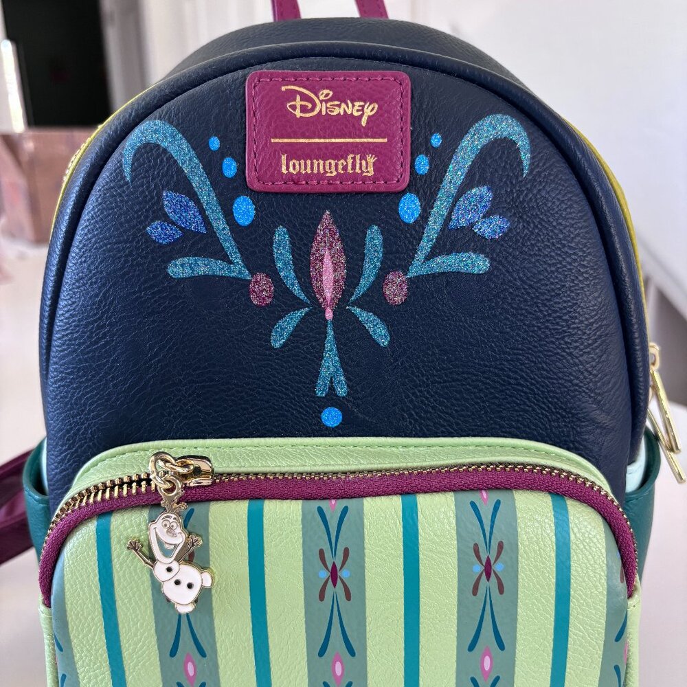 Disney Loungefly Frozen Anna Mini Backpack Olaf Charm “Follow Your Heart”
